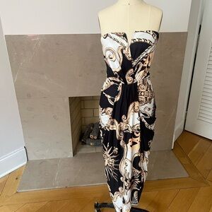 Elegant Black and White Strapless Dress